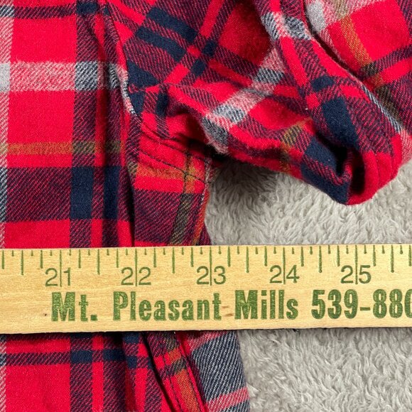 Eddie‎ Bauer XXL Flannel Shirt Red Blue Plaid Long Sleeve Button Down Men's - Picture 6 of 11